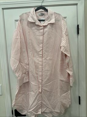 Relaxed Pink Stripe Button-Down Shirt Dress (21)